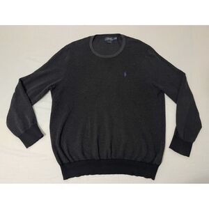 Polo Ralph Lauren Pima‎ Cotton Sweater Men's Sz Large Black Purple Pony